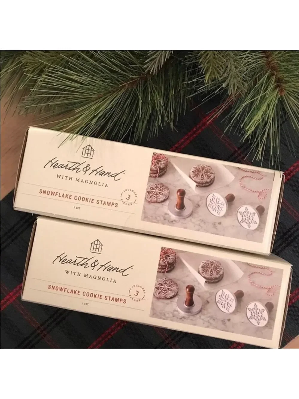 3pc Winter Snowflake Metal & Wood Cookie Stamp Set - Hearth & Hand with Magnolia